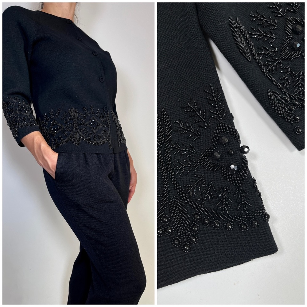 WPL 3526 100% wool black beads beaded embellished blazer top jacket
